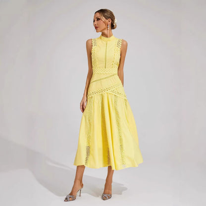 Damen Midi-Kleid Spitzenakzente Eveloria