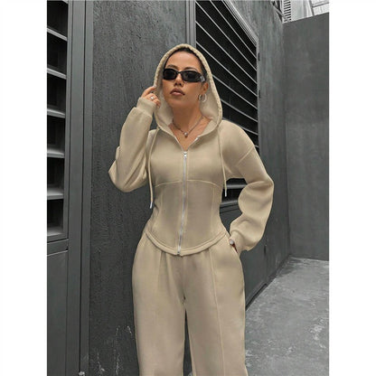 Damen Hoodie-Set Figurbetont mit Zipperdetails Eveloria