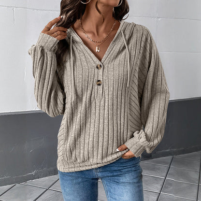 Damen Kapuzenpullover Strukturiertes Rippenmuster Eveloria