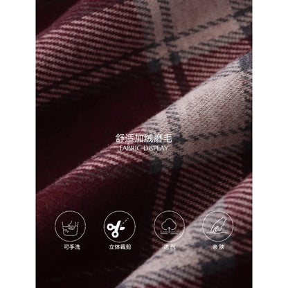 Damen Karojacke Lässig 2 Taschen Dekorative Knöpfe Eveloria