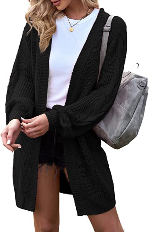 Damen Strickjacke Zopfmuster Lässiger Schnitt Eveloria