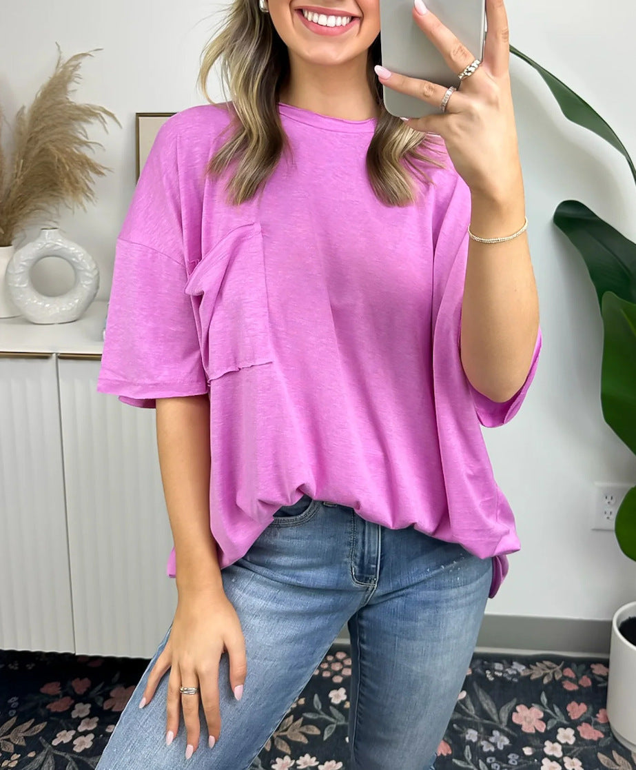 Damen Oversized T-Shirt mit Tasche Eveloria