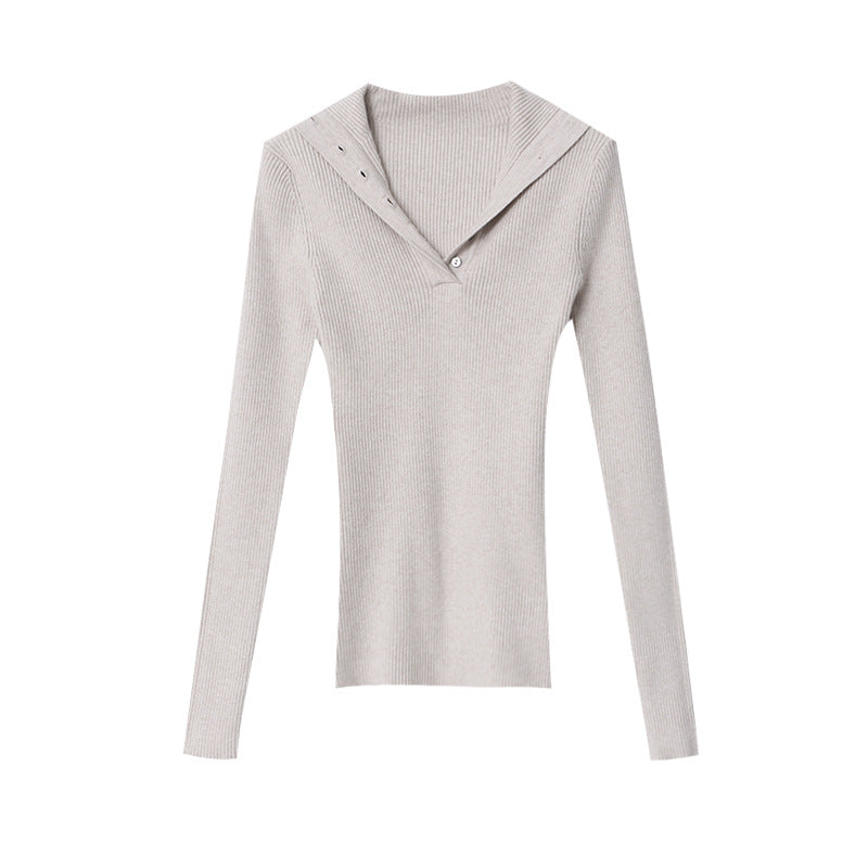 Damen Strickpullover V-Ausschnitt Knopfleiste Eveloria