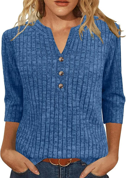 Damen Strickpullover Rippenmuster mit Knopfverschluss Anthrazit