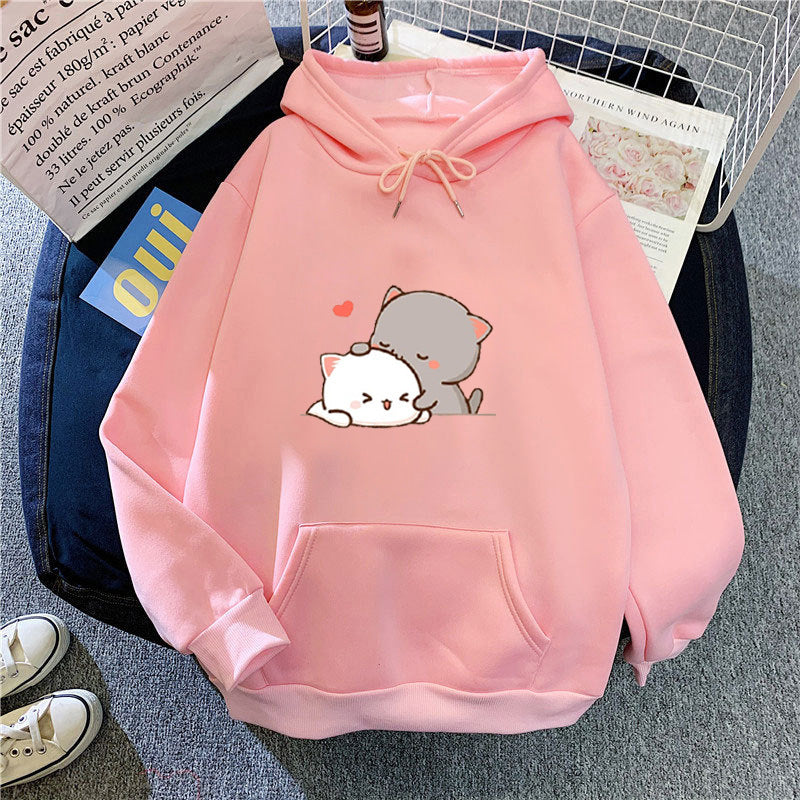 Damen Kapuzenpullover Katzenmotiv Bequem Grün