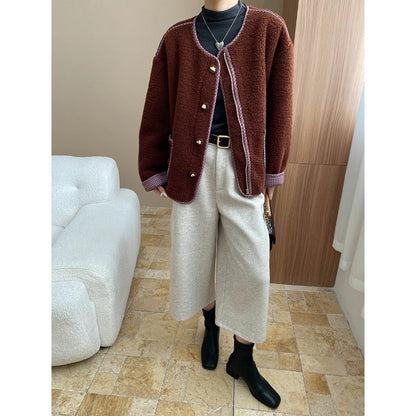 Damen Strickjacke Oversized Kuschelig Mit Knöpfen Beige