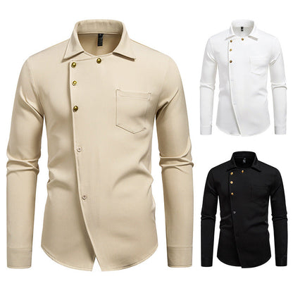 Herren Hemd Asymmetrisches Knopfdesign Eveloria Elegantes Design - Eveloria