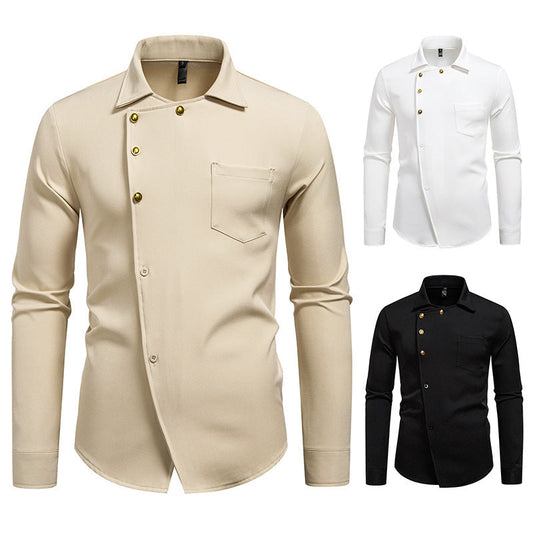 Herren Hemd Asymmetrisches Knopfdesign Eveloria Elegantes Design - Eveloria