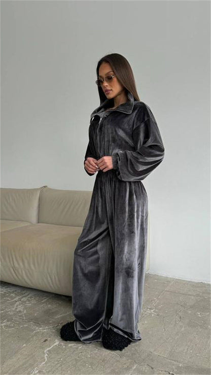 Damen Velours-Jumpsuit Elegant Sportlich
