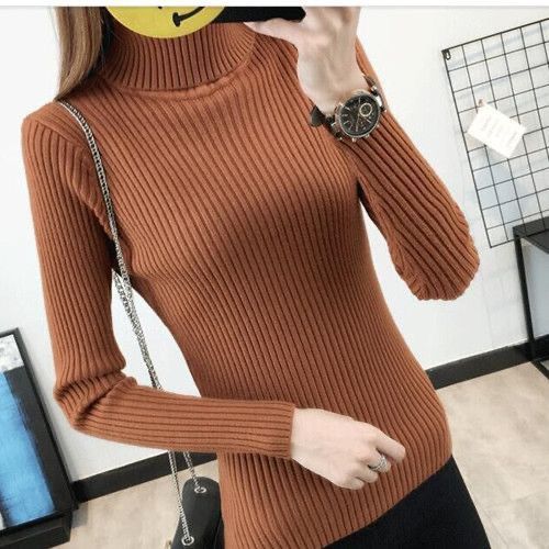 Damen Rollkragenpullover Rippstruktur Eveloria