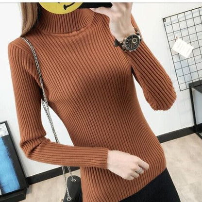 Damen Rollkragenpullover Rippstruktur Eveloria