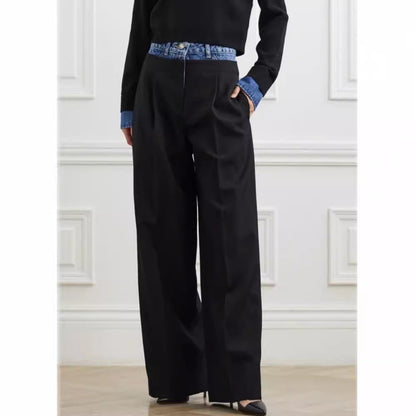 Damen High-Waist-Stoffhose Weit geschnitten Eveloria