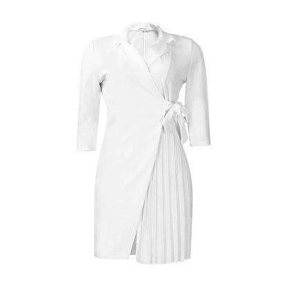 Damen Wickelkleid Blazer-Stil Plissiert Eveloria