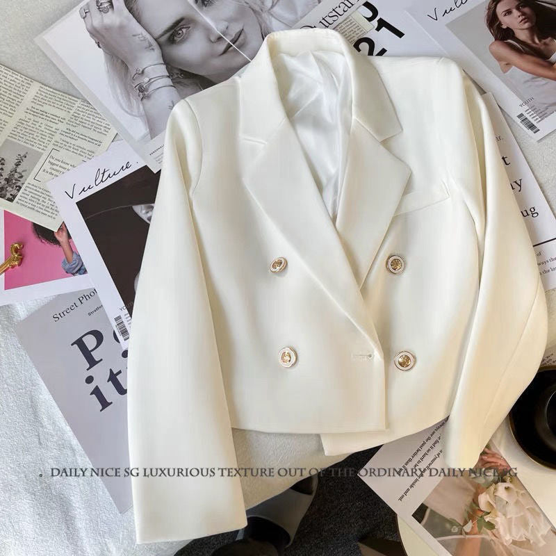 Damen Blazer Kurz Dekorative Knöpfe Eveloria