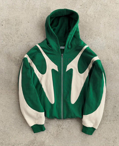 Damen Kapuzenpullover Kontrastfarben Moderner Schnitt Grau