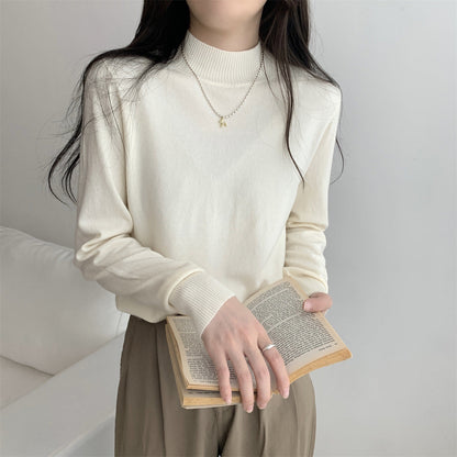 Damen Feinstrickpullover Stehkragen Lässig Eveloria