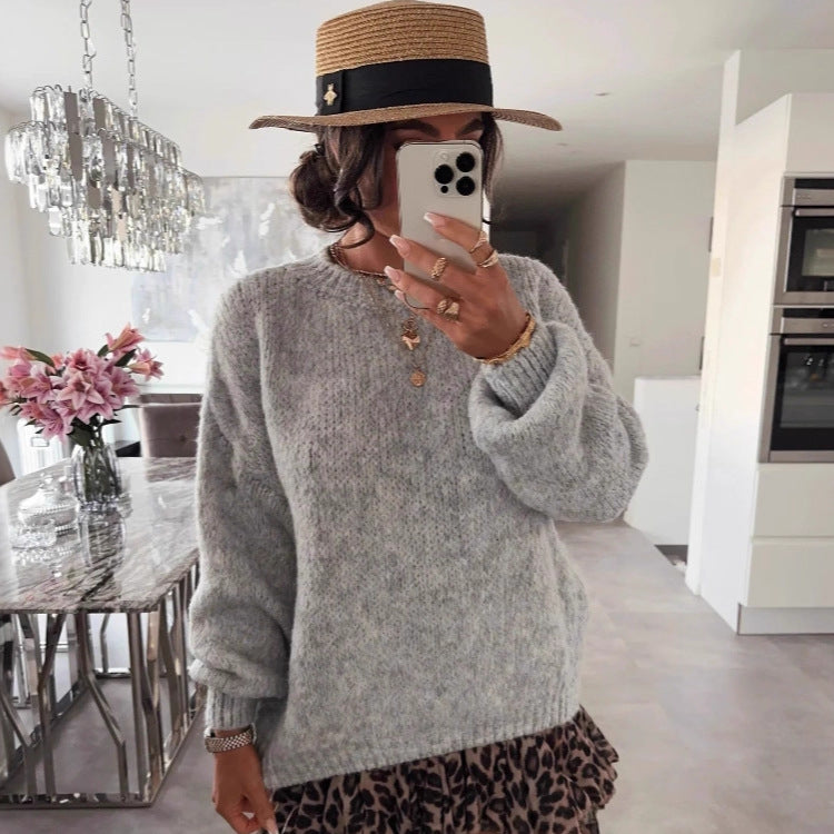 Damen Strickpullover Luftiger Look Voluminöse Ärmel Eveloria