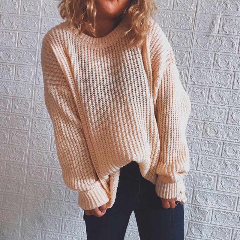 Damen Grobstrickpullover Oversized Lässig Eveloria