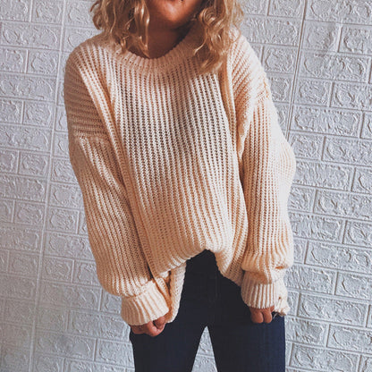Damen Grobstrickpullover Oversized Lässig Eveloria