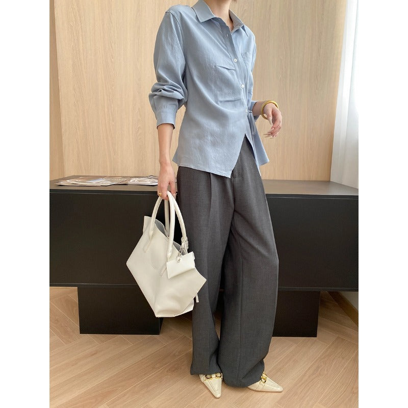 Damen Hemdbluse Button-Down-Kragen Elegantes Design