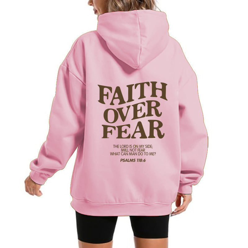 Damen Kapuzensweater Bequem Motivierender Schriftzug Grau