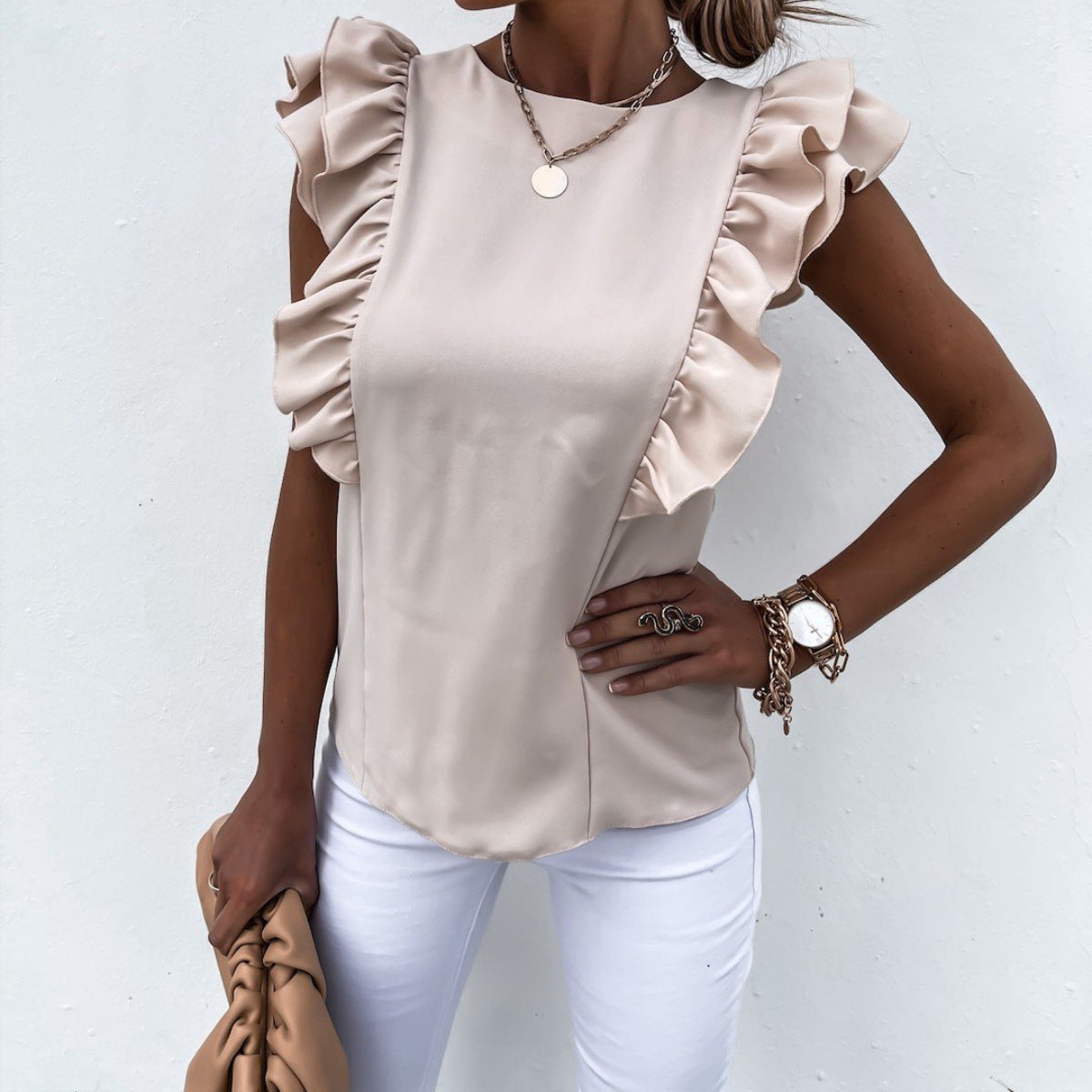 Damen Bluse Rüschenärmel Elegantes Design Eveloria