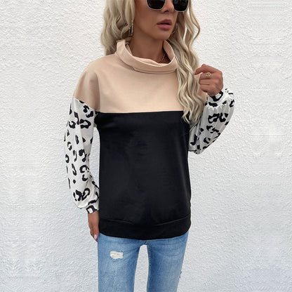 Damen Sweatpullover Animalprint Hoher Kragen Eveloria