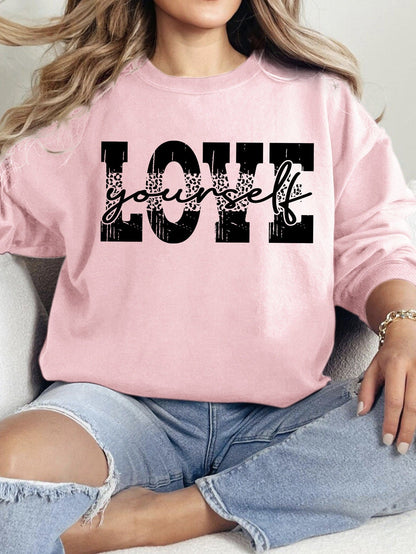 Damen Sweatshirt Kreativer Schriftzug Lässig Grau