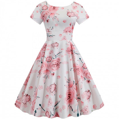 Damen Midi-Kleid Florales Muster Baumwolle