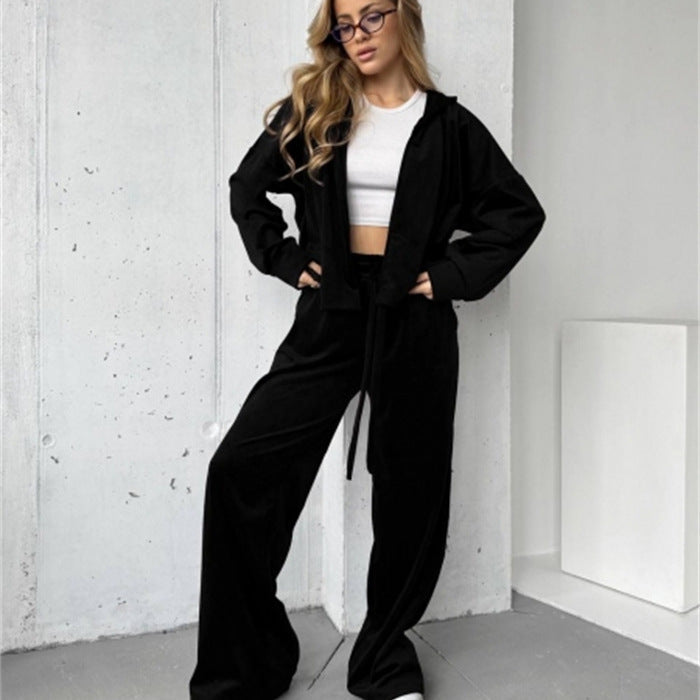 Damen Lounge-Set mit lockerer Jacke und weiten Hosen Eveloria