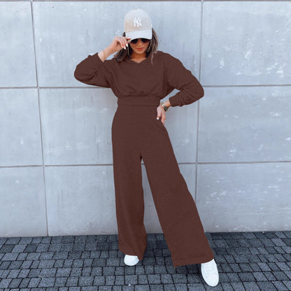 Damen Jumpsuit Weites Bein Kapuze Eveloria