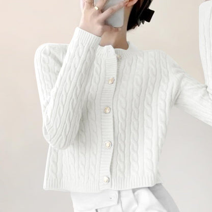 Damen Strickjacke Strukturiertes Zopfdesign Eveloria