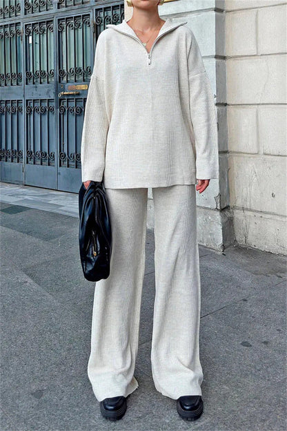 Damen Hoodie mit weiter Hose Baumwolle Beige