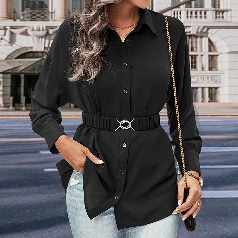 Damen Bluse Elastischer Taillengürtel Eveloria - Eveloria