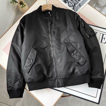 Damen Kunstleder Bomberjacke mit Taschen