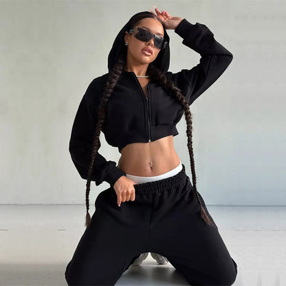 Damen Sportliche Hoodie Jogginghose Set Baumwolle