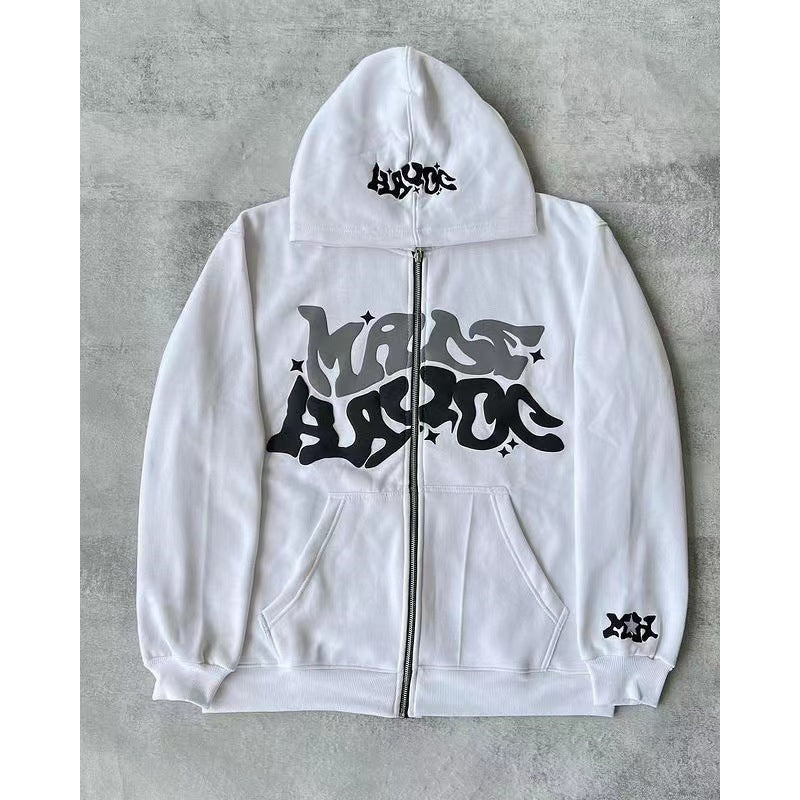 Damen Kapuzenjacke Lässiger Schnitt Graffiti Print Eveloria