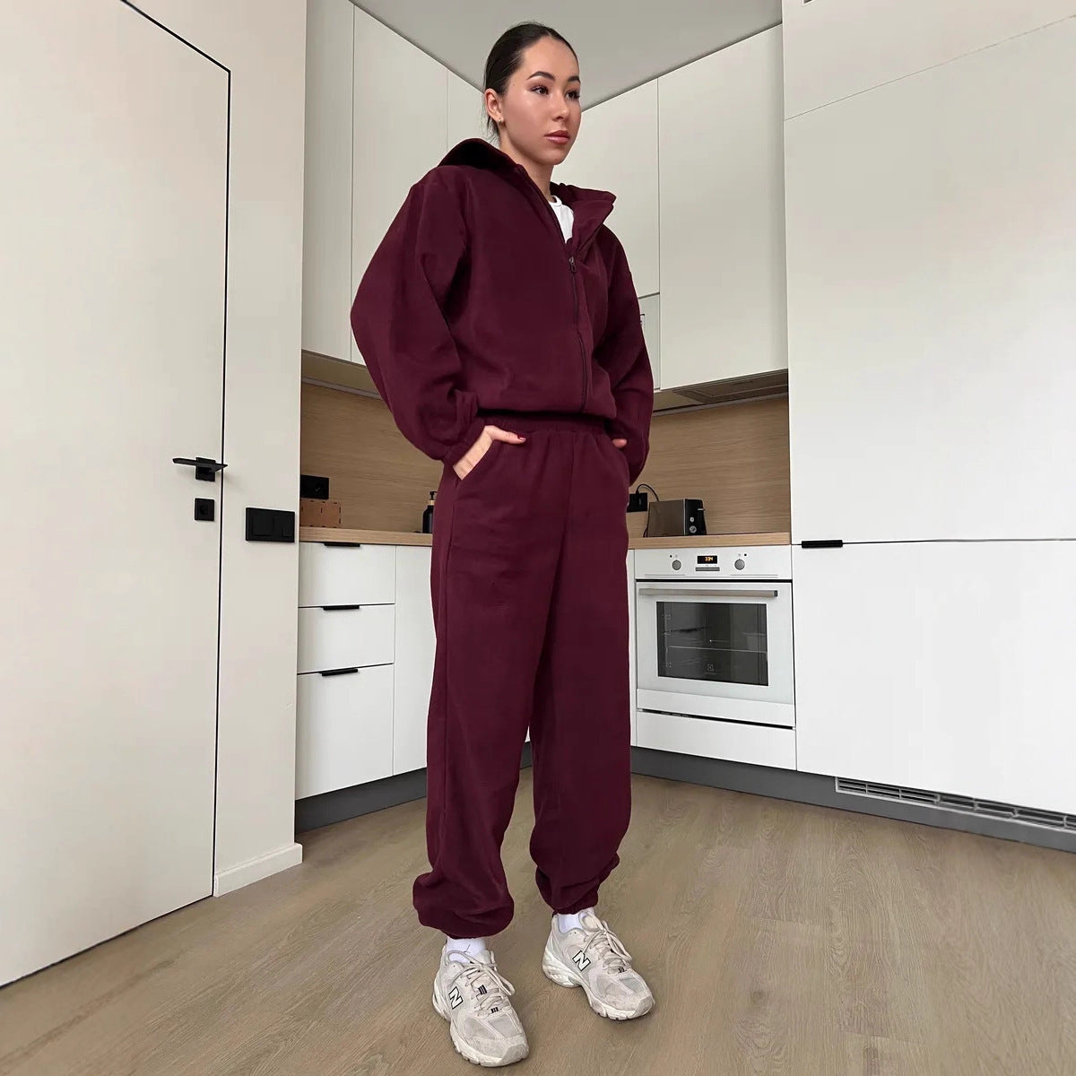 Damen Fleece Jogginganzug mit Kapuze Eveloria