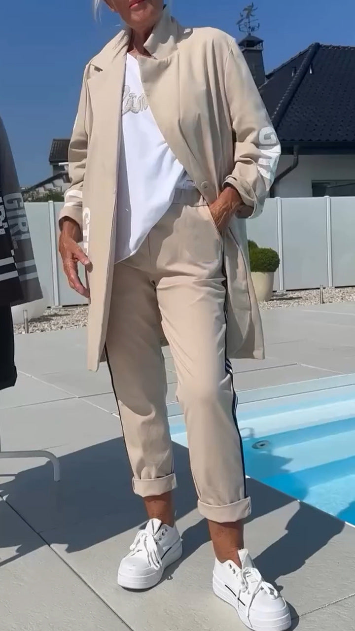 Damen Trenchcoat mit Streifen Weiß