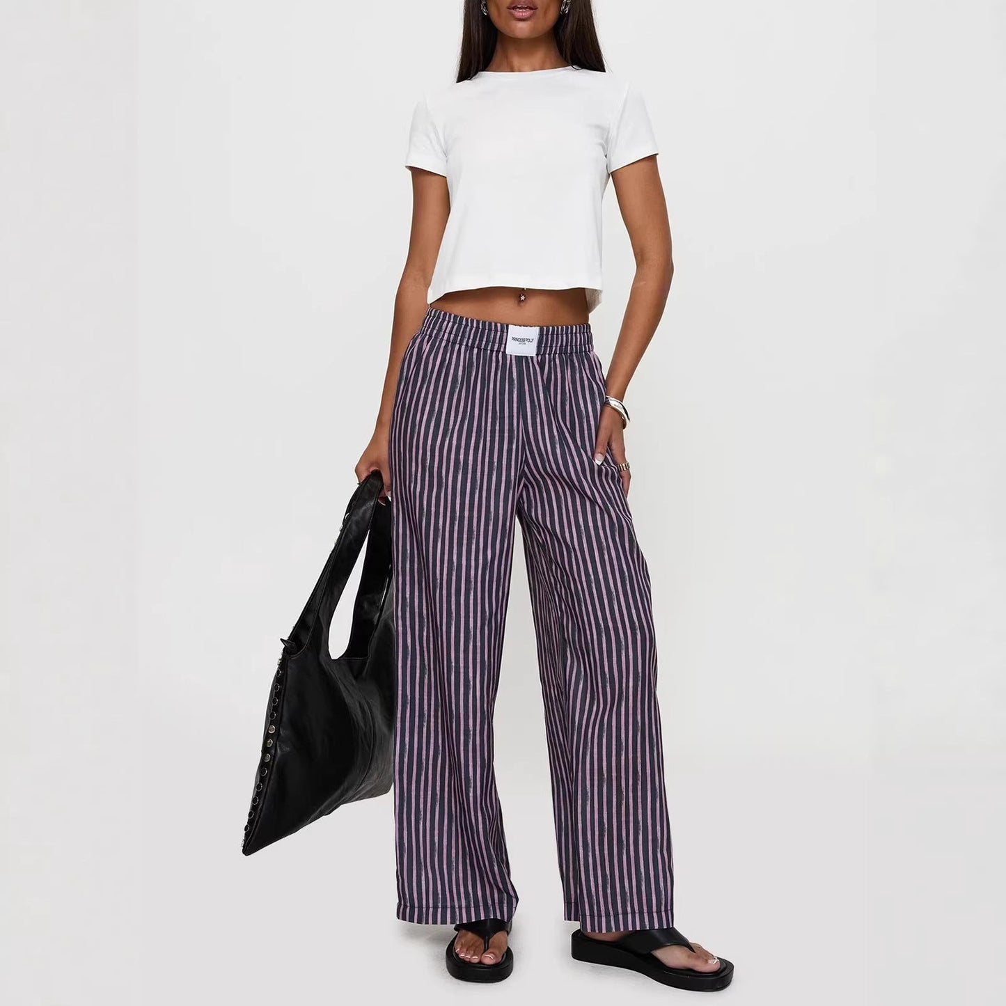 Damen Streifenhose Locker Geschnitten Eveloria