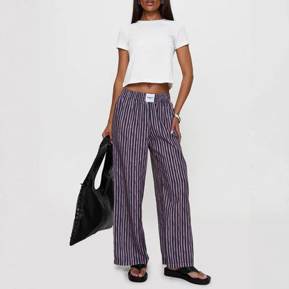 Damen Streifenhose Locker Geschnitten Eveloria