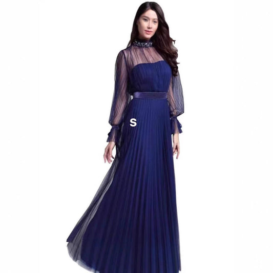 Damen Maxikleid Chiffon Rüschen Elegant Schwarz - Eveloria