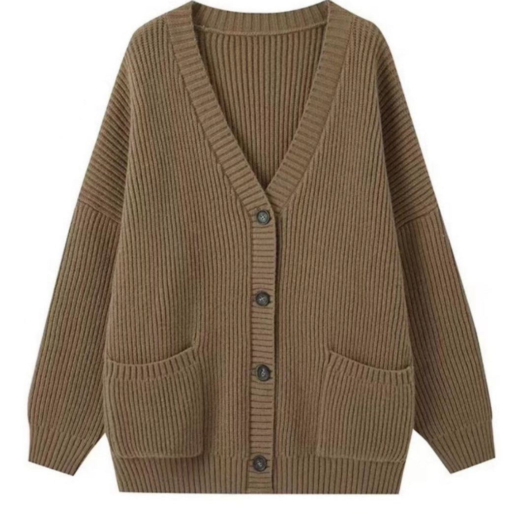 Damen Strickcardigan Offen Knopfleiste Elegantes Design