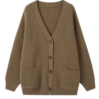Damen Strickcardigan Offen Knopfleiste Elegantes Design