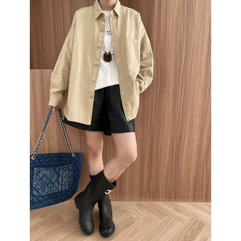 Damen Overshirtjacke mit Brusttasche und Druckknöpfen Eveloria