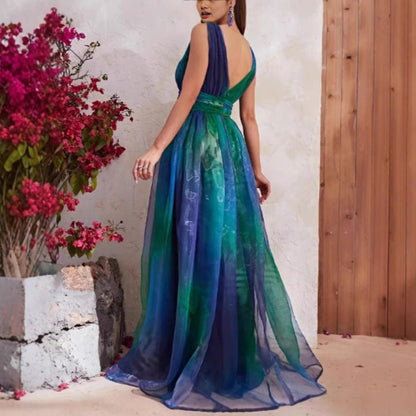 Damen Abendkleid Tüll V-Ausschnitt eveloria