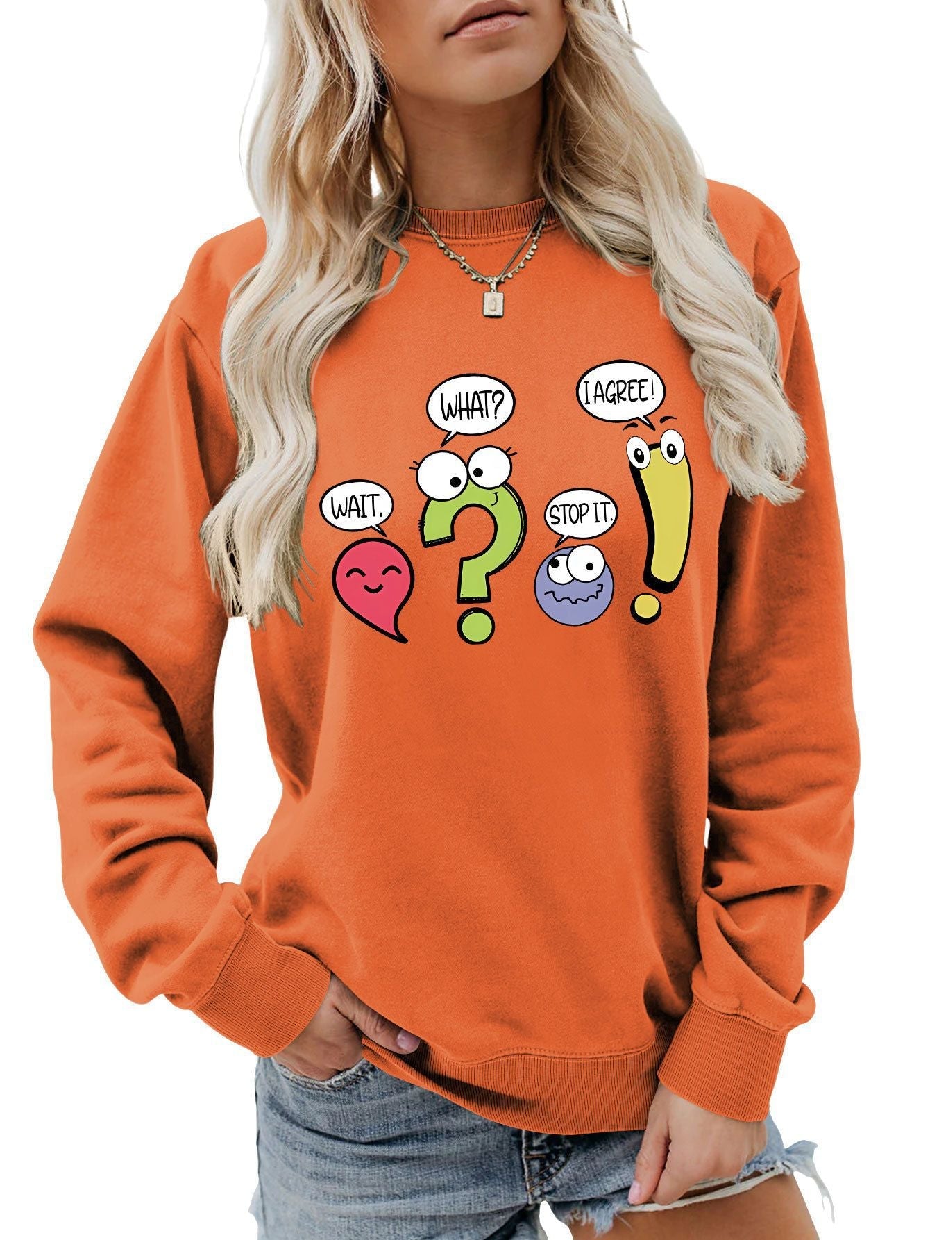 Damen Pullover Lässig Humorvolles Motiv Grau