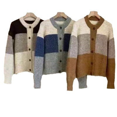Damen Grobstrickjacke Knöpfe Trendfarben Eveloria