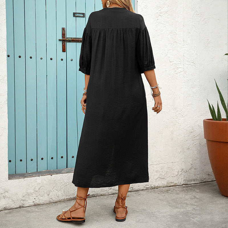 Damen Kleid Besticktes Design Knielang Eveloria