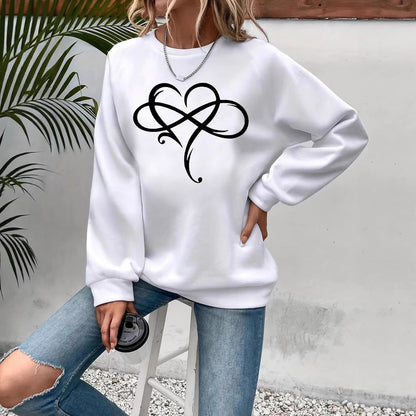 Damen Sweatshirt Herzdesign Entspannt Eveloria